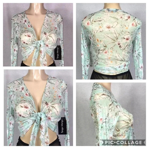 Tango Mango Mesh Floral Crop Top New With Tags - Picture 1 of 5